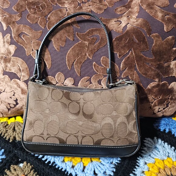 2001 Vintage Y2K Coach Demi Shoulder Bag in Brown Signature Jacquard Purse - Picture 2 of 6